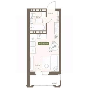 Студия квартира, вторичка, 25м2, 12/16 этаж