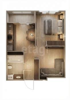 2-к квартира, вторичка, 38м2, 3/15 этаж