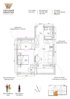 2-к квартира, вторичка, 45м2, 2/8 этаж
