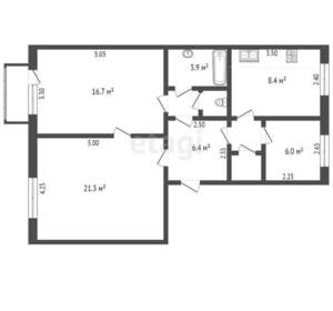 3-к квартира, вторичка, 69м2, 5/5 этаж