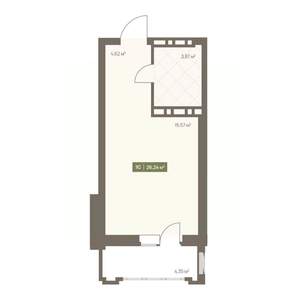 Студия квартира, вторичка, 26м2, 6/16 этаж