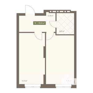1-к квартира, вторичка, 40м2, 1/16 этаж