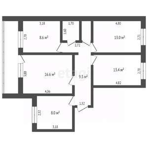 4-к квартира, вторичка, 77м2, 3/9 этаж