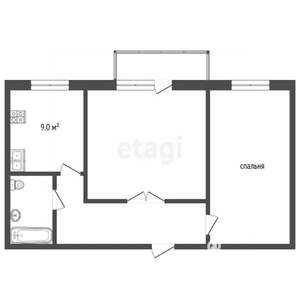 2-к квартира, вторичка, 53м2, 1/5 этаж
