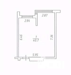 1-к квартира, вторичка, 41м2, 9/15 этаж
