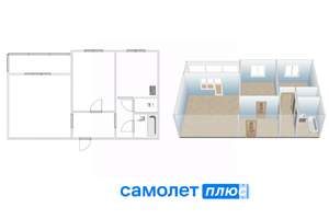 2-к квартира, вторичка, 50м2, 3/9 этаж