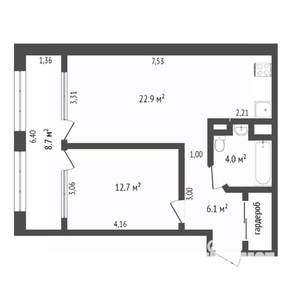 1-к квартира, вторичка, 41м2, 5/20 этаж