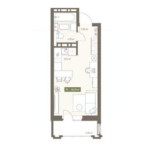 Студия квартира, строящийся дом, 28м2, 11/16 этаж