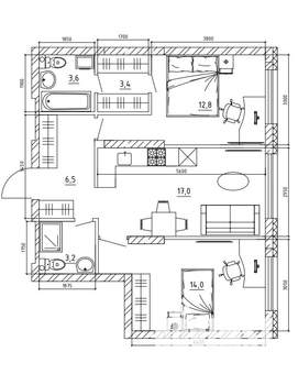 3-к квартира, вторичка, 62м2, 2/15 этаж
