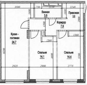 3-к квартира, вторичка, 72м2, 2/7 этаж