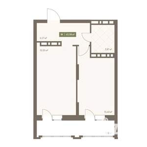 1-к квартира, вторичка, 43м2, 3/16 этаж