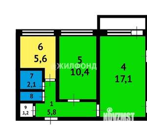 2-к квартира, вторичка, 43м2, 4/5 этаж