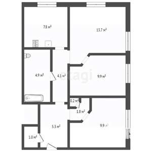 3-к квартира, вторичка, 59м2, 1/2 этаж