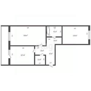 3-к квартира, вторичка, 64м2, 9/12 этаж