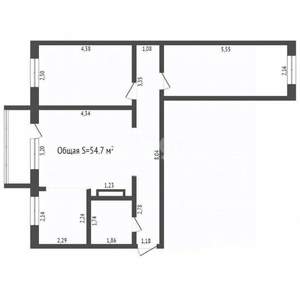 3-к квартира, вторичка, 55м2, 5/5 этаж