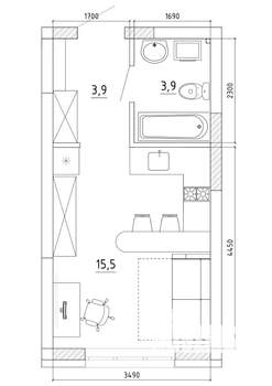 1-к квартира, вторичка, 23м2, 5/8 этаж