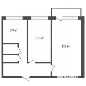 2-к квартира, вторичка, 44м2, 5/5 этаж