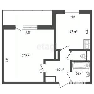 1-к квартира, вторичка, 34м2, 2/10 этаж