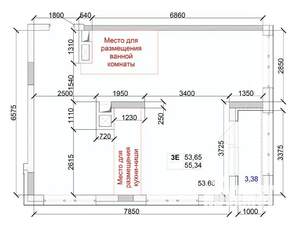 3-к квартира, строящийся дом, 55м2, 1/15 этаж