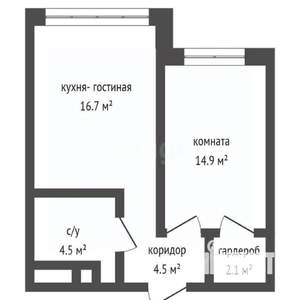 2-к квартира, вторичка, 44м2, 3/16 этаж