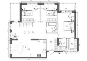 3-к квартира, вторичка, 116м2, 15/15 этаж