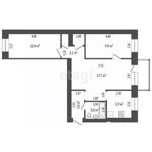 3-к квартира, вторичка, 54м2, 5/5 этаж