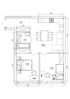 2-к квартира, вторичка, 53м2, 5/8 этаж
