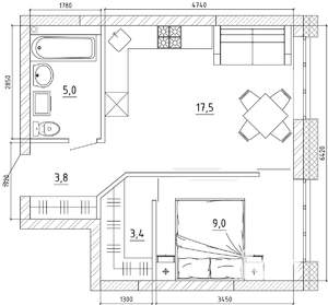 1-к квартира, вторичка, 33м2, 9/15 этаж