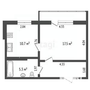 1-к квартира, вторичка, 41м2, 10/10 этаж
