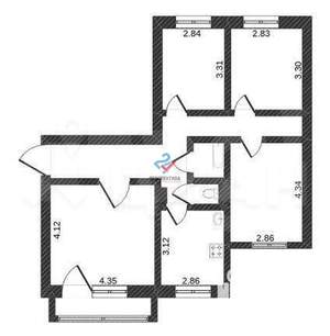 4-к квартира, вторичка, 77м2, 3/9 этаж