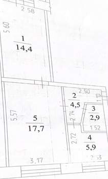 2-к квартира, вторичка, 45м2, 5/5 этаж