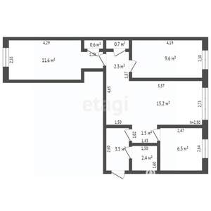 3-к квартира, вторичка, 61м2, 1/5 этаж