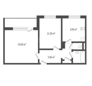 2-к квартира, вторичка, 55м2, 10/10 этаж
