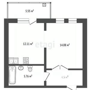 1-к квартира, вторичка, 37м2, 4/12 этаж
