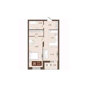 2-к квартира, вторичка, 56м2, 14/20 этаж