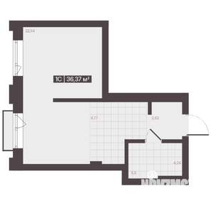 1-к квартира, строящийся дом, 36м2, 3/16 этаж