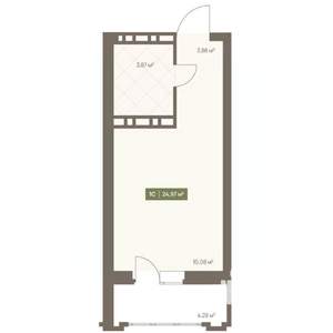 Студия квартира, вторичка, 25м2, 15/16 этаж