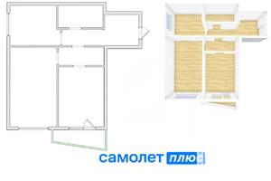 2-к квартира, сданный дом, 55м2, 13/16 этаж