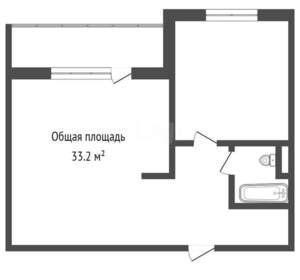 1-к квартира, вторичка, 37м2, 1/3 этаж
