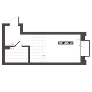1-к квартира, строящийся дом, 28м2, 2/16 этаж