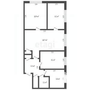 4-к квартира, вторичка, 59м2, 1/5 этаж