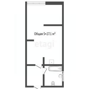 1-к квартира, вторичка, 27м2, 4/15 этаж