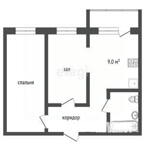 2-к квартира, вторичка, 53м2, 5/16 этаж