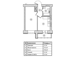 1-к квартира, вторичка, 37м2, 2/12 этаж