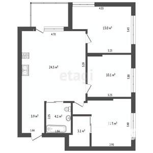 3-к квартира, вторичка, 73м2, 8/15 этаж