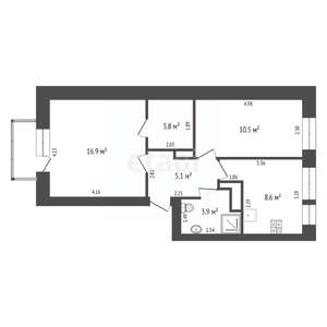 2-к квартира, вторичка, 49м2, 4/5 этаж