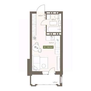 Студия квартира, вторичка, 26м2, 10/16 этаж