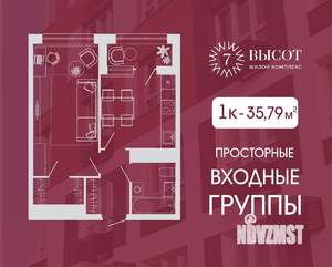 1-к квартира, вторичка, 36м2, 8/15 этаж