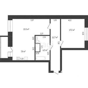 2-к квартира, вторичка, 56м2, 7/16 этаж