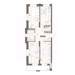 3-к квартира, вторичка, 78м2, 11/16 этаж